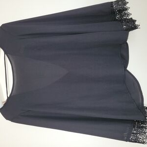 Elegant Black Blouse with Lace Trim